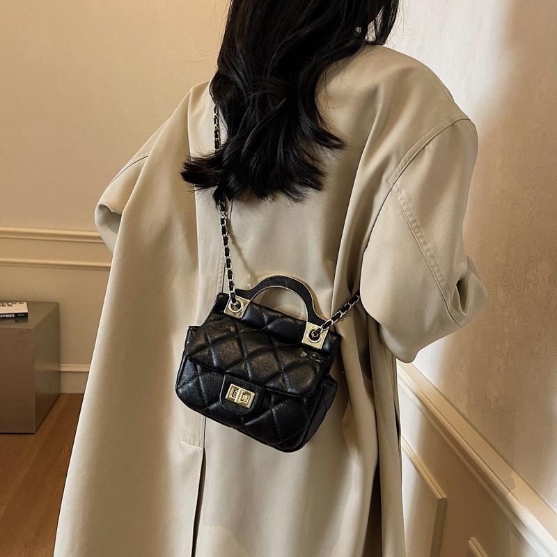 Xiaoxiangfeng Simple Lock Handbag 2025 New Bags Texture Diamond Shoulder Bag Trendy Chain Messenger Women's Bag