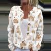 Women's Fashion Christmas Printed Long Sleeve Knitted Cardigan Button Down Jacket