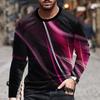 Spring and Autumn Round Neck Colorful Abstract Patterns 3D Printed Top Fashionable Casual Long Sleeved Men's T-shirts