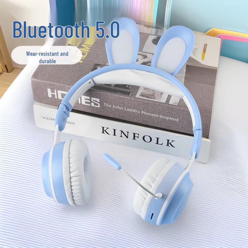 KE-11 Светящиеся наушники-кролики Bluetooth - Беспроводные, Складные, Накладные с разъемом для карты.