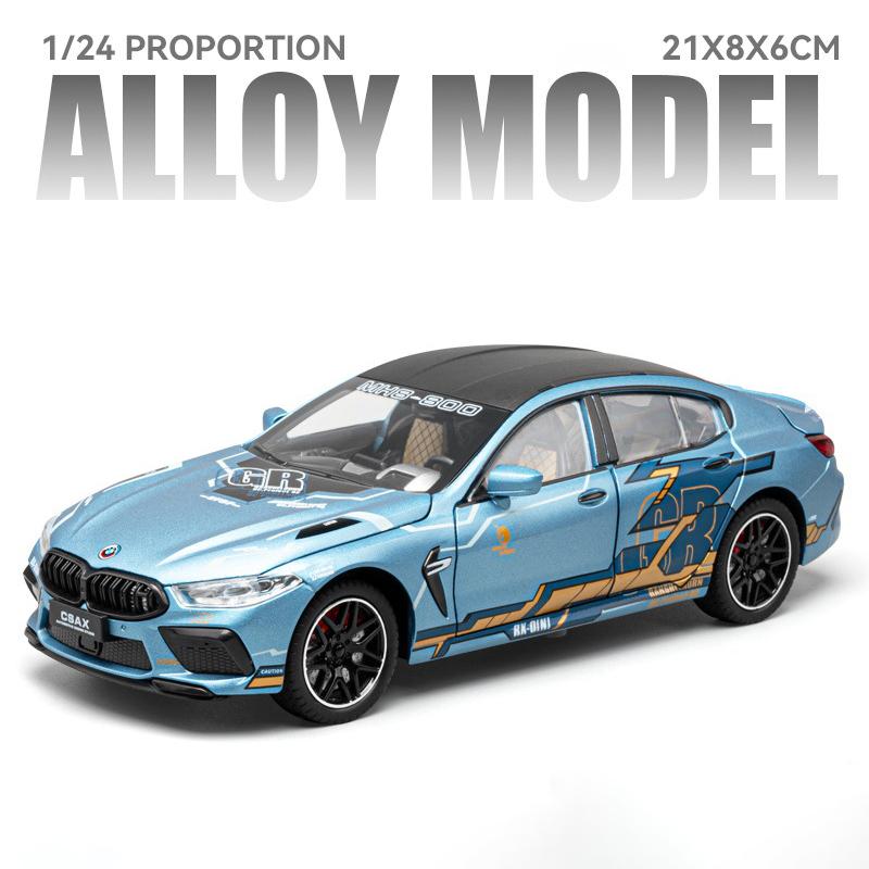 1/24 BMW M8 MANHART Supercar Модель легкосплавного автомобиля Звук и свет Инерционный механизм Детская игрушка Коллекционные предметы Подарок на день рождения