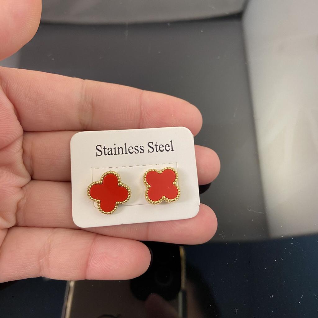 Устойчивые к выцветанию серьги из титановой стали с четырьмя лепестками клевера, устойчивые к аллергии серьги из высококачественного золота 18 карат, лучший подарок для друзей