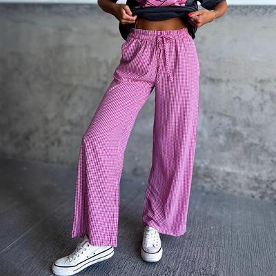 Женские модные повседневные брюки с высокой талией и принтом в клетку, брюки и капри