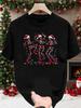 Men'S Christmas Skeleton Dance Print T-Shirt, a Unique And Fun Black Short-Sleeve Top for The Holiday Season, Perfect As