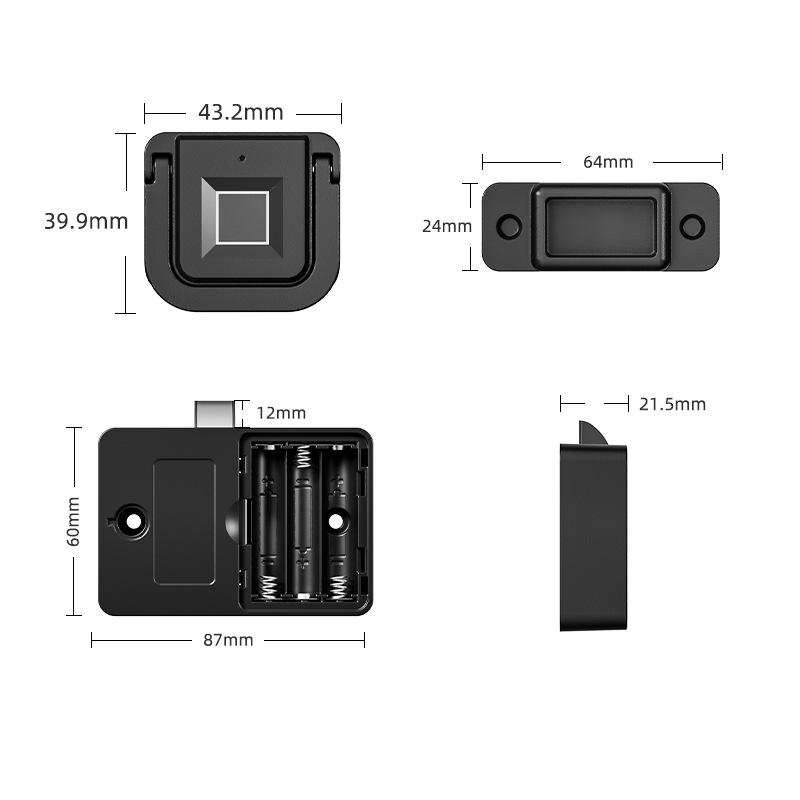 NFC Smart No-Drill Furniture and Drawer Lock: Multi-Functional Fingerprint Anti-Theft Lock for Office Doors.