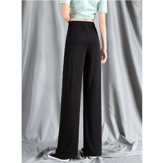 Women's Pants Ice Silk Wide-legged Pants Thin Section High Waist Loose Black Casual Dragging Pants