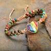 Boho-Chic Adjustable Heart Chakra Bracelet with Colorful Natural Stones Women's Fashion Accessory