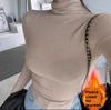 Elegant High Neck Slim Fit Long Sleeve T-Shirt Women's Trendy Base Layer Top Arc Swinging Display Chest Autumn Fashion