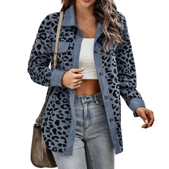 Женская тонкая рубашка на весну и осень, пальто с лацканами и длинными рукавами, однобортный леопардовый лоскутный цвет, свободная куртка, верхняя одежда