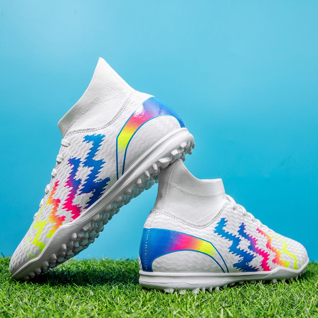 Men's Soccer Shoes TF/FG Non-Slip Turf Soccer Cleats Trend Design Shoes Comfortable High Top Sneaker High Quality Football Boots