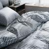 Striped Cotton Bed Sheet Set - 4 Pieces: Duvet Cover, Pillowcase, Single/Double