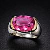 Овальное розовое турмалиновое кварцевое перстень-печатка, ювелирное изделие из стерлингового серебра 925 пробы, ручной работы, бохо кольцо с драгоценным камнем