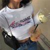Y2K Streetwear O-neck Short Sleeve Graphic Tees E-girl Fashion Print Cute White Crop Tops Harajuku Summer 90s Baby T-shirts Slim