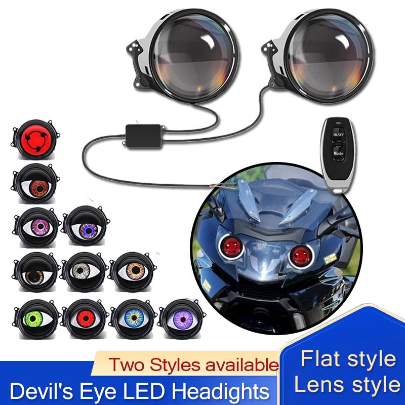 3 Inch Dynamic Devil Eye LED Car Light Headlight Assembly 6 Mode 3D Modified Eagle Eye Light With Remote Modification Kit
