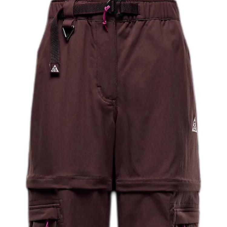 Nike FW24 Smith Summit Zipper Dry Comfortable Solid Color Multi-Pocket Hiking Casual Pants Women pants Burgundy FB7883-652