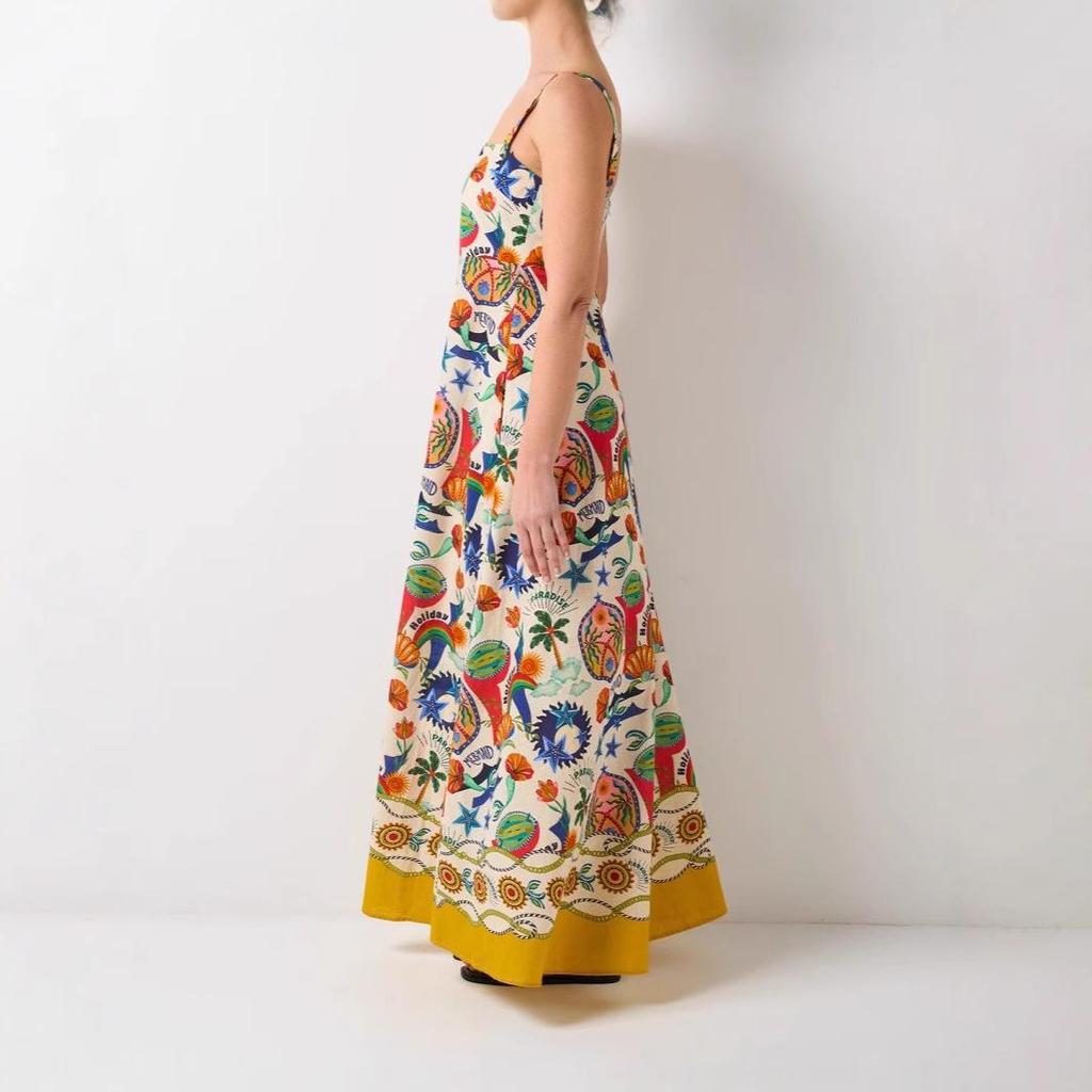 Весеннее платье-свинг с принтом граффити 2025 - Европейский и американский стиль