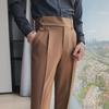 Men's High-Waist Straight Suit Pants: British Style Slim Trousers for Spring & Autumn