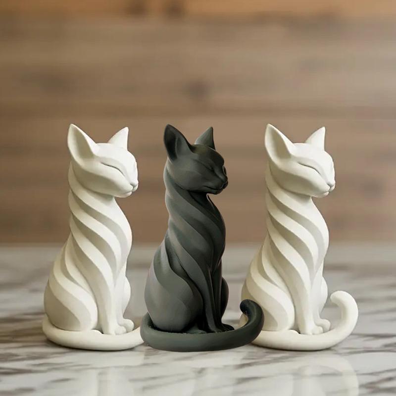 ГОРЯЧАЯ Элегантная статуэтка кошки в полоску Фигурка кошки Для дома и сада Декор для дома Очаровательная статуя кошки Настольные полки Украшение