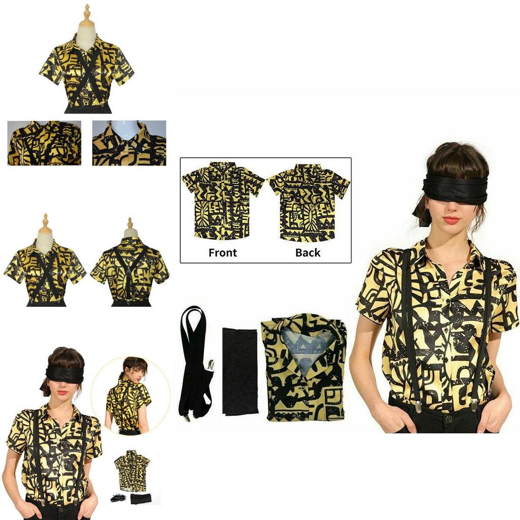 Halloween Girls Cosplay Stranger Things 3 Eleven Costume Shirt Blindfold Straps