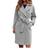 Autumn Winter Coats For Women Wool Blend Long Jackets Turn Dowmn Collar Slim Belt Bandage Outerwear Overcoat