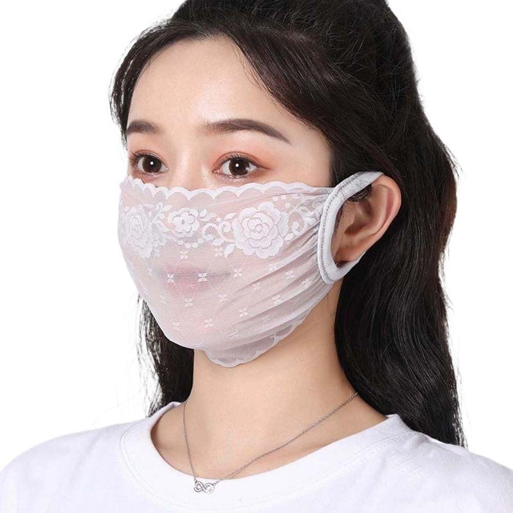 Protection Outdoor Hanging Ear Hiking Solid Color Face Cover Face Shield Lace Mask Sunscreen Mask