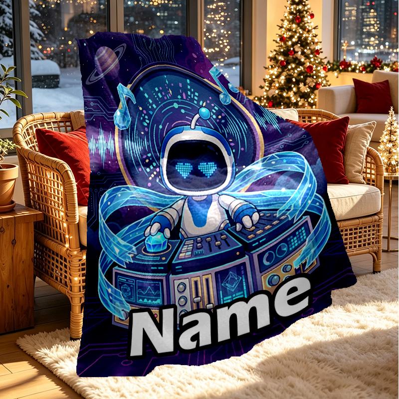 Custom Name Personalized Cosmic Bot Crew Print Blanket, Home Decor, Bedroom, Sofa, Camping, Couch, Gifts for Birthday ChristmasEnthusiasts