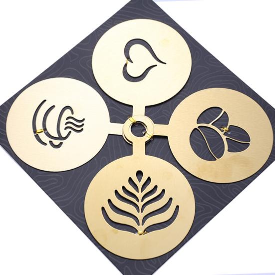 4 шт./компл. трафареты для кофе из нержавеющей стали, различные полые узоры, форма для латте, искусство капучино, шаблоны для декора торта