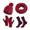 4 Pcs/Set Women Winter Hat Scarf Gloves Socks Set Thick Plush Knitted Warm Cap Gloves Elastic Ear Windpr
