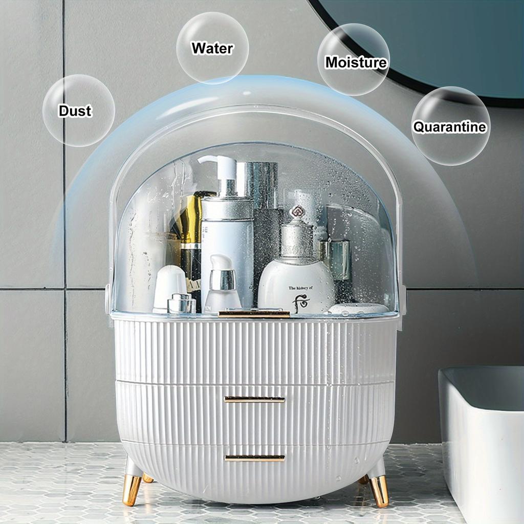 Make Up Organizers and Storage for Vanity, Cosmetics Skincare Organizers with Lid and Drawers, Cosmetic Display Cases for Countertop, Bathroom Dresser
