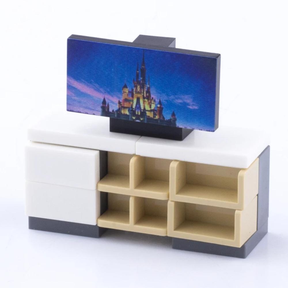 MOC City House Building Block Kitchen Office Bedroom Piano Bed Sofa icebox Lamp Bookshelf Fish Tank Bricks Set Toys