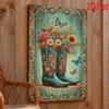 Ретро жестяная табличка Ковбойские сапоги Бабочки Винтажная металлическая табличка Сад Домашний декор 20x30см