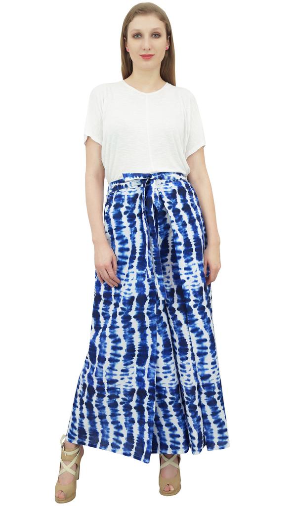 Phagun Синяя хлопковая рыбацкая шаровары с принтом «шибори» для женщин, пижама для йоги-L