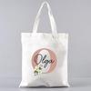 Custom Name White Canvas Tote Bag Large Capacity Foldable Supermarket Shopping Bag For Women Shopper Personalized Handbags