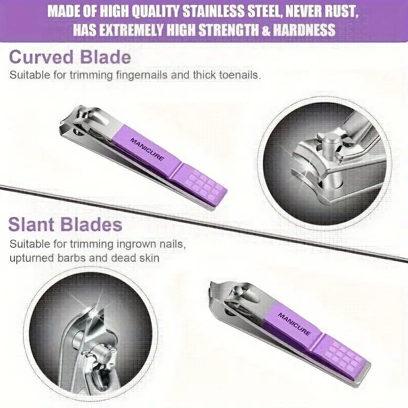 Nail Care Kit with Portable Travel Case – Stainless Steel Manicure & Pedicure Tools –Professional Grooming Set for Hands & Feet Care, Facial Care