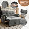 Modern 3-in-1 Sleeper Sofa 2-Seater, with 5-Way Adjustable Backrest, Pull-Out & Hidden Bed Function, Daybed, Chenille Fabric Couch with 2 Cushions
