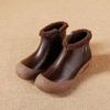 Genuine Leather Warm Cotton Boots Round Toe Soft Soled Women's Short Boots