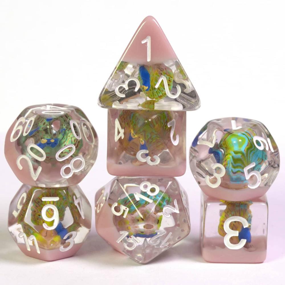 Cusdie Милые Животные Набор Кубиков DnD Из Смолы D4 D6 D8 D10 D% D12 D20 Многогранные Кубики для D&D Pathfinder Настольных Ролевых Игр