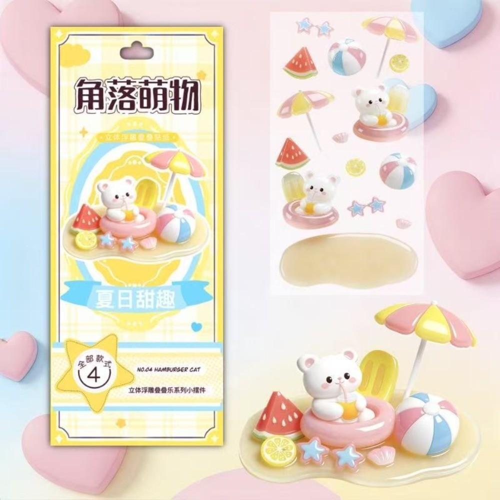 Cartoon Design 3D Crystal Embossed Stickers Mini Ornament Relief Stickers Classroom Reward