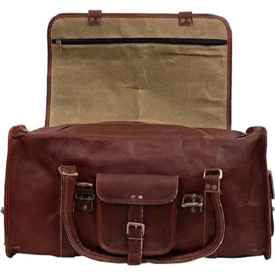 Кожаная спортивная сумка с большим клапаном Duffel Travel Gym Sports Overnight Weekender Кожаная сумка для мужчин и женщин