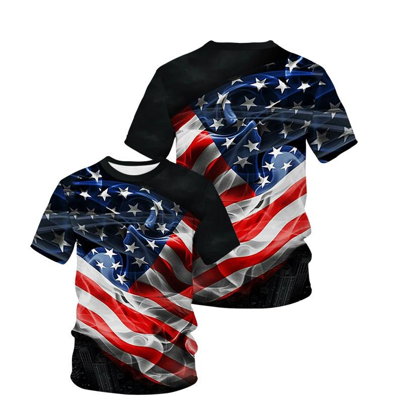 Summer American Flag 3D Printed Men's T Shirts Fashion Casual O-Neck Short Sleeve Sportswear Harajuku Streetwear Oversized Tops