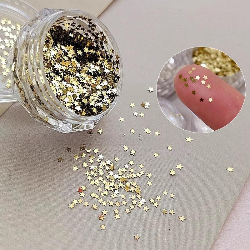 1Mm Mini Sparkling Star Nail Glitter Sparkling Pentagram Nail Decoration Nail Salon Design Cute Accessories Diy Nail Art Design