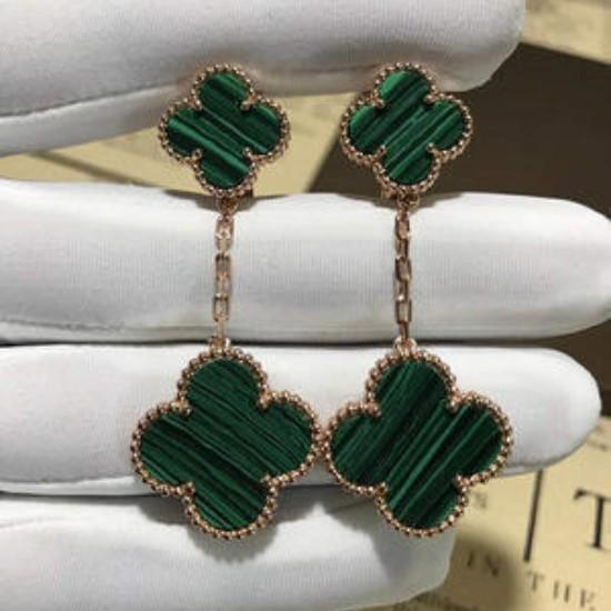 Серьги Four Leaf Grass, легкие роскошные белые рябчики с красным агатом и малахитом, женские серьги-гвоздики