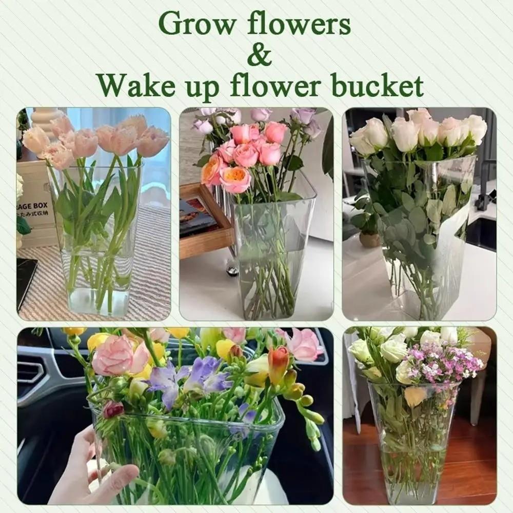 Nordic Style Flower Bucket Acrylic Flower Wake Up Vase Floating Candle Holder  Home Decoration