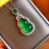 Jewelry Pendant Inlaid With Chalcedony Gourd Necklace Temperament Jade Pendant Birthday Gift 2 * 3Cm