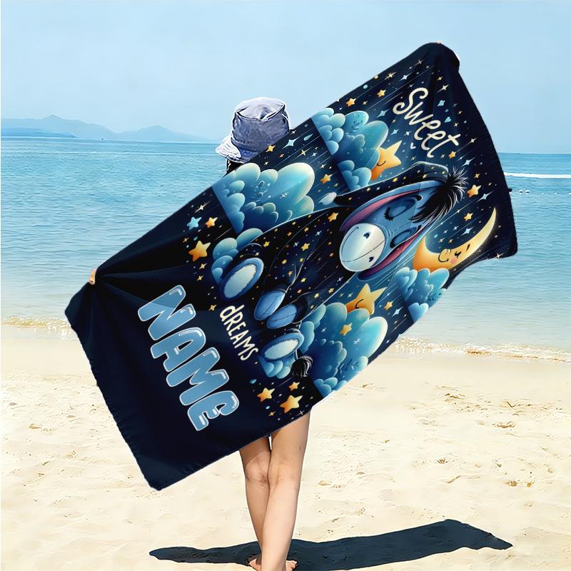 Personalized Eeyore's Butterfly Adventure Beach Towel Microfiber Beach Towel Thin Absorbent for Beach Swimming Yoga Bath Sports. 0910364