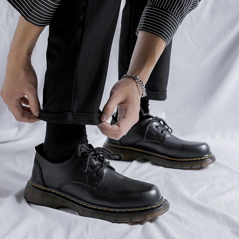 Low Waist Martin Boots Men'S New Spring And Autumn Light Yellow Rhubarb Boots Tooling Big Head Leather Shoes 9323-R