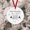 Кулон «Первое Рождество в нашем доме» Двусторонний принт Круглая форма сердца Гладкие висячие благословения Декоративный подарок на новоселье Украшение окна