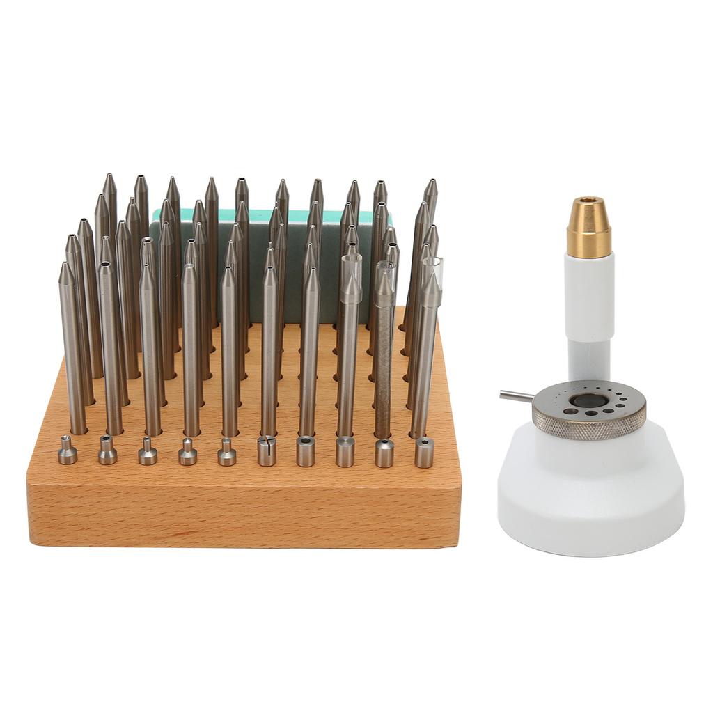 Watch Repair Staking Tool Press Set Watchmaker Jewelling Punching Kit with 50 Punches 10 Stakes