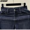 Dimanaf 2022 New Plus Size Jeans Basic Elastic Pants Loose  Autumn Women Casual Female Blue Trousers Pants 5XL