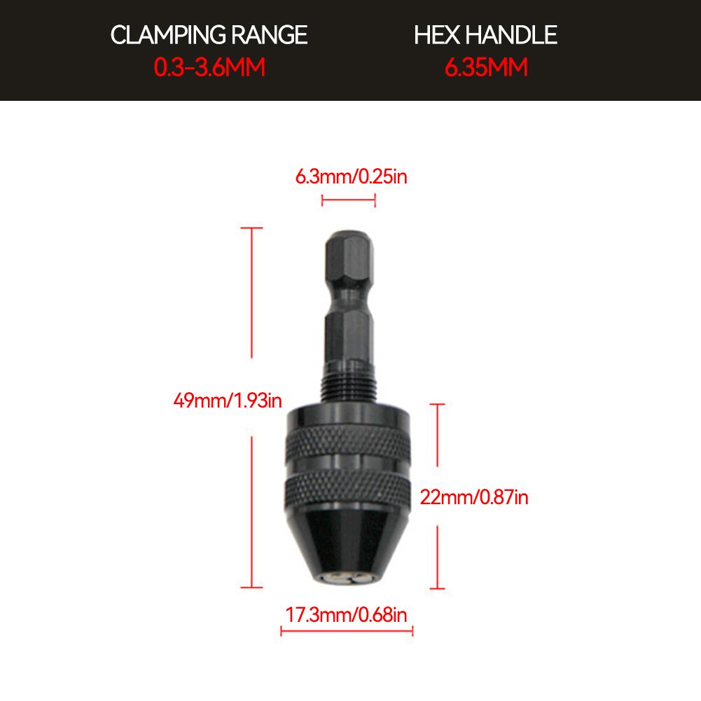 Quick Change Keyless Drill Bit Chuck Hex Shank Adapter Converter Tool Electric Micro Motor Clamp Chuck Grinder Drill Chuck